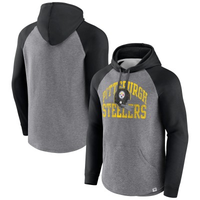 Pittsburgh Steelers Fanatics Heather Gray Favorite Arch Raglan Pullover Hoodie