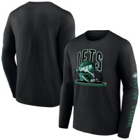 New York Jets Fanatics Black Helmet Platform Long Sleeve T-Shirt