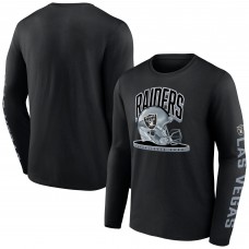 Las Vegas Raiders Fanatics Black Helmet Platform Long Sleeve T-Shirt