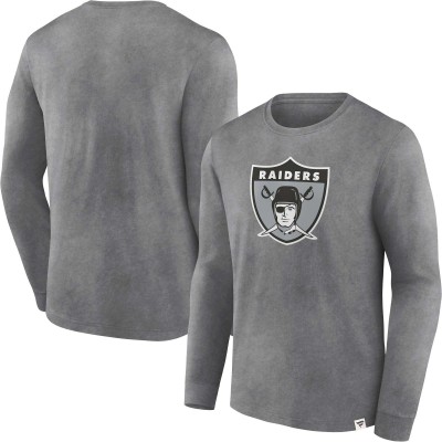 Футболка с длинным рукавом Las Vegas Raiders Washed Primary - Heather Charcoal