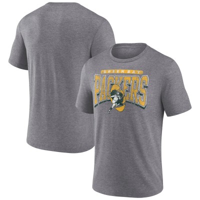 Футболка Green Bay Packers Fanatics Heather Gray Warped Block Tri-Blend