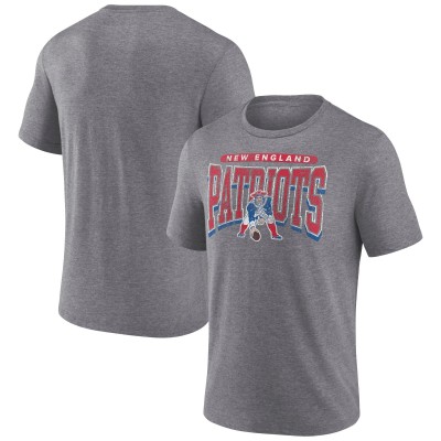 New England Patriots Fanatics Heather Gray Warped Block Tri-Blend T-Shirt