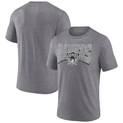 Las Vegas Raiders Fanatics Heather Gray Warped Block Tri-Blend T-Shirt