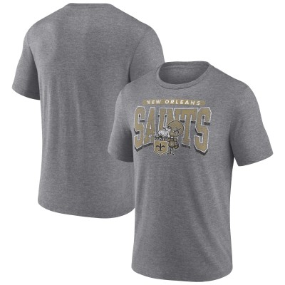 Футболка New Orleans Saints Fanatics Heather Gray Warped Block Tri-Blend