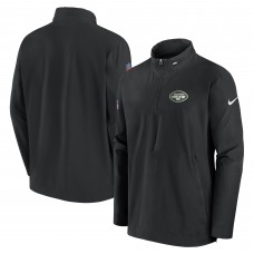 New York Jets Nike Black Sideline Coach Half-Zip Jacket New York Jets Nike Black Sideline Coach Half-Zip Jacket