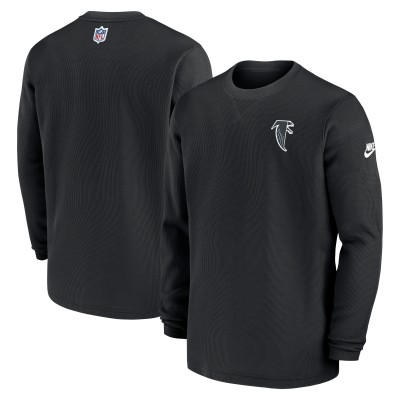 Футболка с длинным рукавом Atlanta Falcons Nike Black 2023 Sideline Alternate Logo Waffle Knit