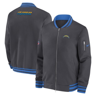 Los Angeles Chargers Nike Anthracite Coach Full-Zip Bomber Jacket