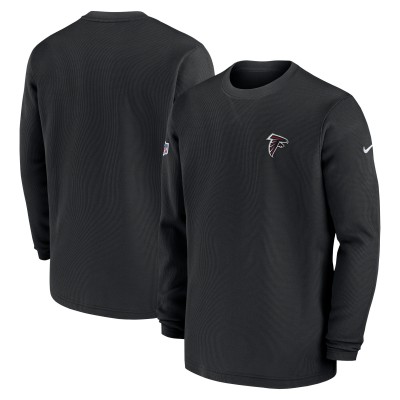 Atlanta Falcons Nike Black 2023 Sideline Throwback Heavy Brushed Waffle Long Sleeve Top