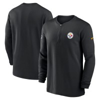 Pittsburgh Steelers Nike Black 2023 Sideline Performance Long Sleeve Tri-Blend Quarter-Zip Top