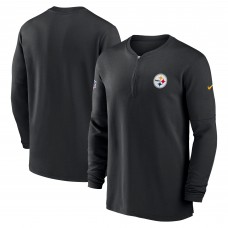 Кофта на короткой молнии Pittsburgh Steelers Nike 2023 Sideline Performance Long Sleeve Tri-Blend - Black