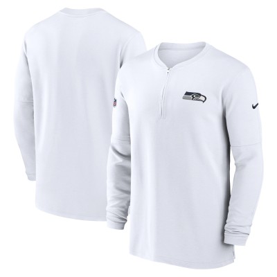 Seattle Seahawks Nike White 2023 Sideline Performance Long Sleeve Tri-Blend Quarter-Zip Top