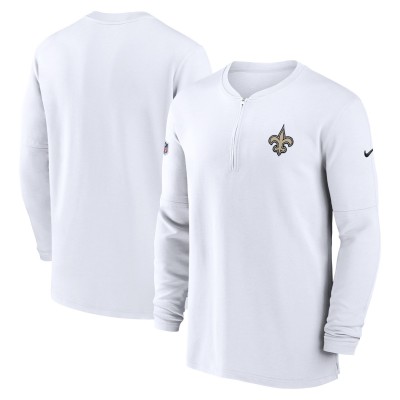 New Orleans Saints Nike White 2023 Sideline Performance Long Sleeve Tri-Blend Quarter-Zip Top