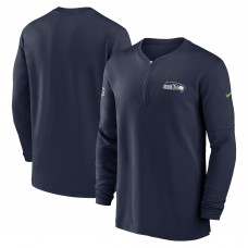 Кофта на короткой молнии Seattle Seahawks Nike 2023 Sideline Performance Long Sleeve Tri-Blend - Navy