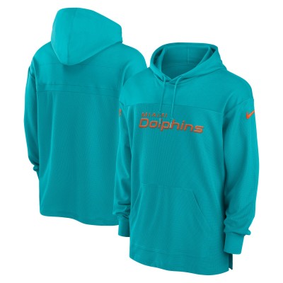 Miami Dolphins Nike Aqua 2023 Sideline Lightweight Performance Hooded Top