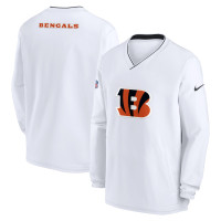 Cincinnati Bengals Nike White 2023/24 Sideline Repel V-Neck Long Sleeve Pullover Windshirt