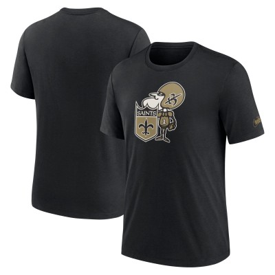Футболка New Orleans Saints Nike Black Rewind Logo Tri-Blend