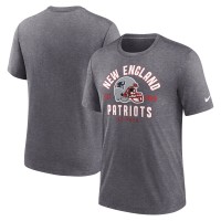New England Patriots Nike Heather Charcoal Helmet Tri-Blend T-Shirt