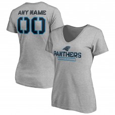 Футболка Carolina Panthers Womens Personalized Name & Number Evanston Stencil V-Neck - Gray
