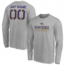 Именная футболка с длинным рукавом Baltimore Ravens Name & Number Evanston Stencil - Gray