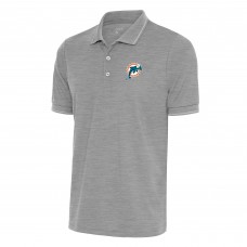Miami Dolphins Antigua Heather Gray Team Logo Throwback Affluent Polo