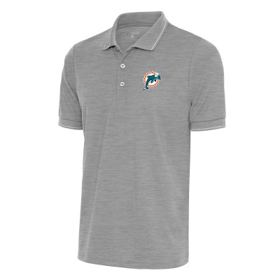 Miami Dolphins Antigua Heather Gray Team Logo Throwback Affluent Polo