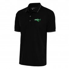 New York Jets Antigua Team Logo Throwback Affluent Polo - Black
