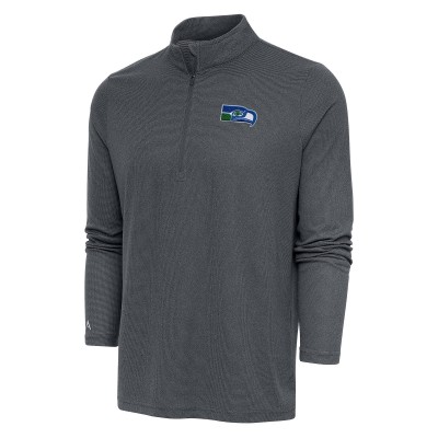 Кофта на короткой молнии Seattle Seahawks Antigua Team Logo Throwback - Heather Charcoal