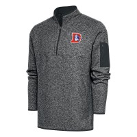 Denver Broncos Antigua Heather Charcoal Throwback Fortune Quarter-Zip Pullover Jacket