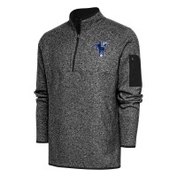 Indianapolis Colts Antigua Heather Black Throwback Fortune Quarter-Zip Pullover Jacket