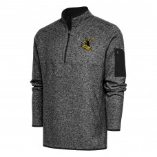 Pittsburgh Steelers Antigua Heather Black Throwback Fortune Quarter-Zip Pullover Jacket