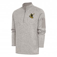 Pittsburgh Steelers Antigua Oatmeal Throwback Fortune Quarter-Zip Pullover Jacket