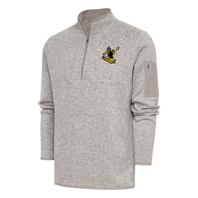 Pittsburgh Steelers Antigua Oatmeal Throwback Fortune Quarter-Zip Pullover Jacket