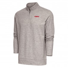 Кофта с длинным рукавом на короткой молнии Kansas City Chiefs Antigua Team Logo Throwback Gambit- Oatmeal