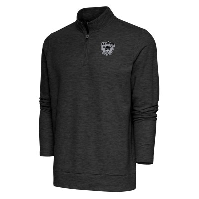 Кофта на короткой молнии Las Vegas Raiders Antigua Team Logo Throwback Gambit - Heather Black
