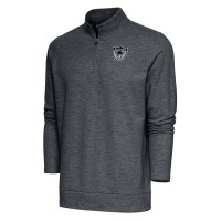 Las Vegas Raiders Antigua Heather Charcoal Team Logo Throwback Gambit Quarter-Zip Pullover Top