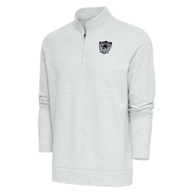 Кофта с длинным рукавом на короткой молнии Las Vegas Raiders Antigua Team Logo Throwback Gambit- Heather Gray