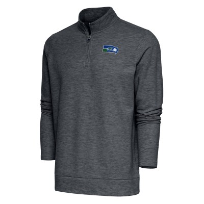 Кофта на короткой молнии Seattle Seahawks Antigua Team Logo Throwback Gambit - Heather Charcoal