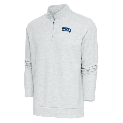 Кофта с длинным рукавом на короткой молнии Seattle Seahawks Antigua Team Logo Throwback Gambit- Heather Gray