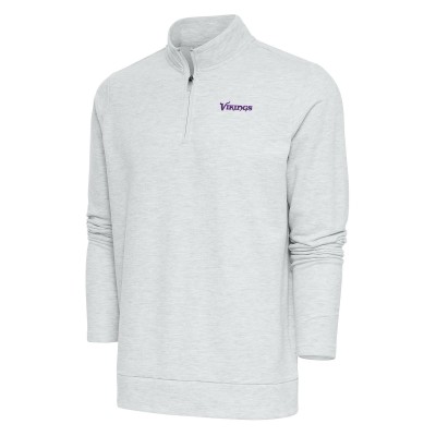 Кофта на короткой молнии Minnesota Vikings Antigua Team Logo Throwback Gambit - Heather Gray
