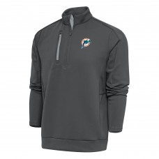 Кофта с длинным рукавом на короткой молнии Miami Dolphins Antigua Team Logo Throwback Generation- Charcoal
