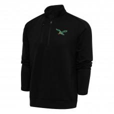 Кофта с длинным рукавом на короткой молнии Philadelphia Eagles Antigua Team Logo Throwback Generation- Black