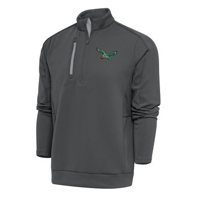 Кофта с длинным рукавом на короткой молнии Philadelphia Eagles Antigua Team Logo Throwback Generation- Charcoal