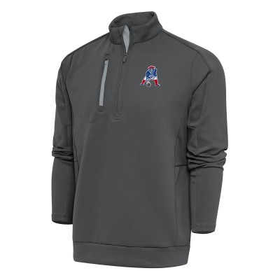 Кофта с длинным рукавом на короткой молнии New England Patriots Antigua Team Logo Throwback Generation- Charcoal
