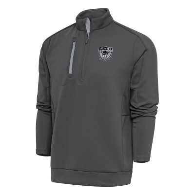 Кофта на короткой молнии Las Vegas Raiders Antigua Team Logo Throwback Generation - Charcoal