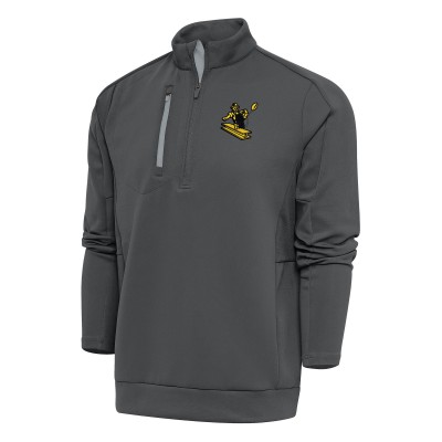Pittsburgh Steelers Antigua Charcoal Team Logo Throwback Generation Quarter-Zip Pullover Top