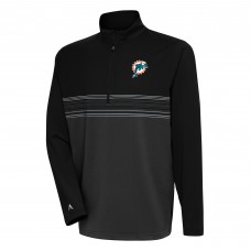 Кофта с длинным рукавом на короткой молнии Miami Dolphins Antigua Team Logo Throwback Pace- Black