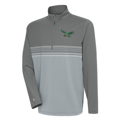 Кофта на короткой молнии Philadelphia Eagles Antigua Team Logo Throwback Pace - Steel