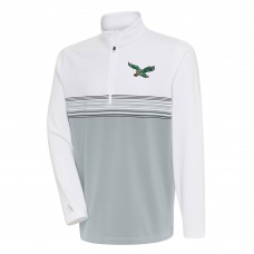 Кофта с длинным рукавом на короткой молнии Philadelphia Eagles Antigua Team Logo Throwback Pace- White