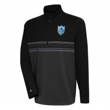 Los Angeles Chargers Antigua Team Logo Throwback Pace Quarter-Zip Pullover Top - Black