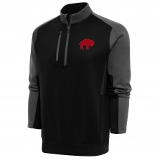 Кофта с длинным рукавом на короткой молнии Buffalo Bills Antigua Team Logo Throwback Team- Black/Charcoal